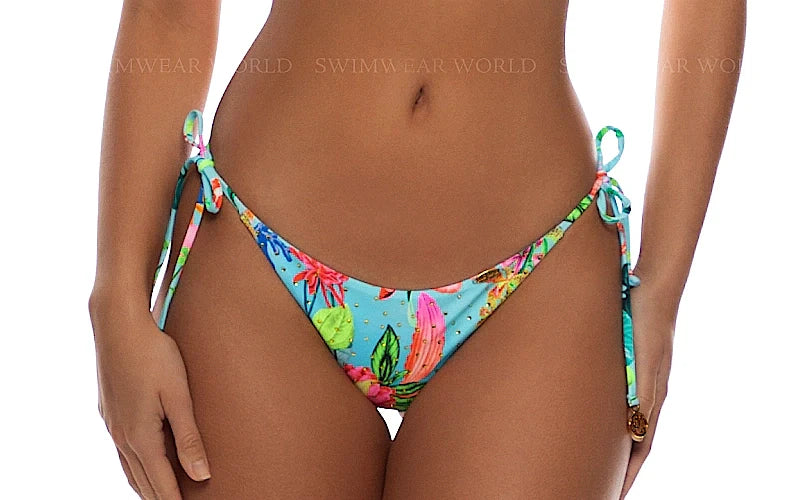 Crystallized Seamless Triangle-Crystallized Seamless Wavy Ruched Back Tie Side Bikini