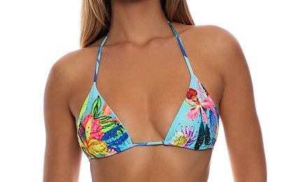 Crystallized Seamless Triangle-Crystallized Seamless Wavy Ruched Back Tie Side Bikini