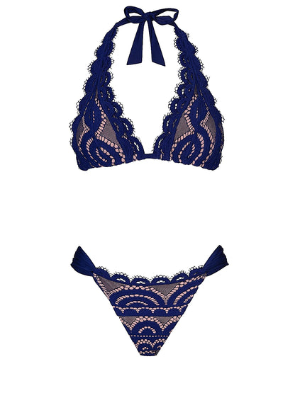 Lace Halter-Lace Fanned Bikini