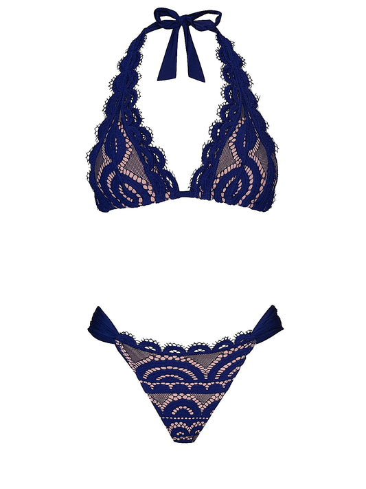 Lace Halter-Lace Fanned Bikini